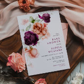 Invitation Boho Purple & Peach Flowers Baby shower