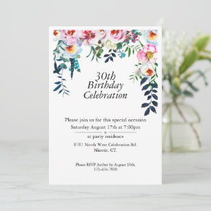 Invitation Boho Purple Peony Personnalisable 30e anniversaire