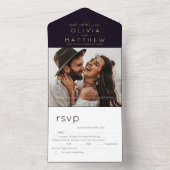 Invitation Boho Purple Photo Mariage moderne (À l'intérieur)