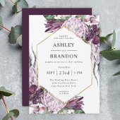 Invitation Boho Purple Plum Mariage botanique tropical