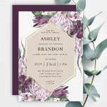 Invitation Boho Purple Plum Tropical Botanical Wedding<br><div class="desc">A uniquely beautiful boho tropical watercolor botanical wedding invitation with a sumptuous color palette in purple, plum, beige (off-white) and green. The luxurious colors and textures of this invitation make it a perfect choice for summer, fall or winter weddings. The beautiful flowers in this elegant design include exotic proteas, orchids,...</div>