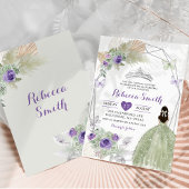 Invitation Boho Purple Sage Vert Géométrique Quinceañera