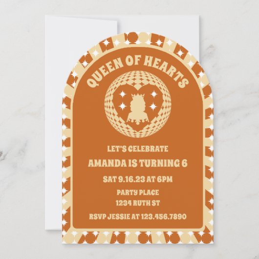Invitation Boho Queen Of Hearts Anniversaire Party Arch (Devant)