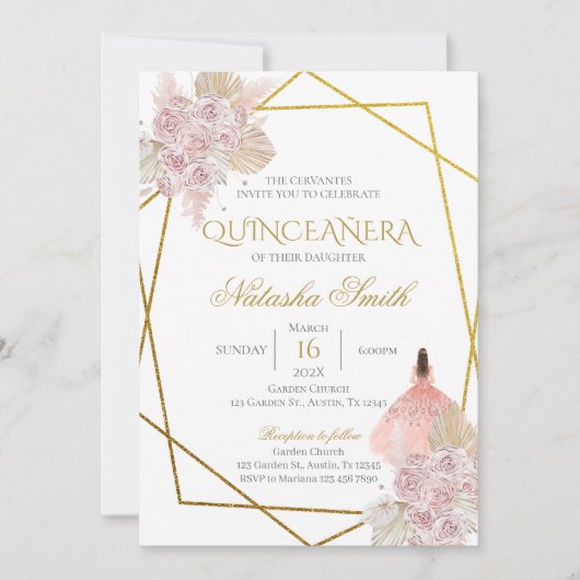 Invitation Boho Quinceanera (Devant)