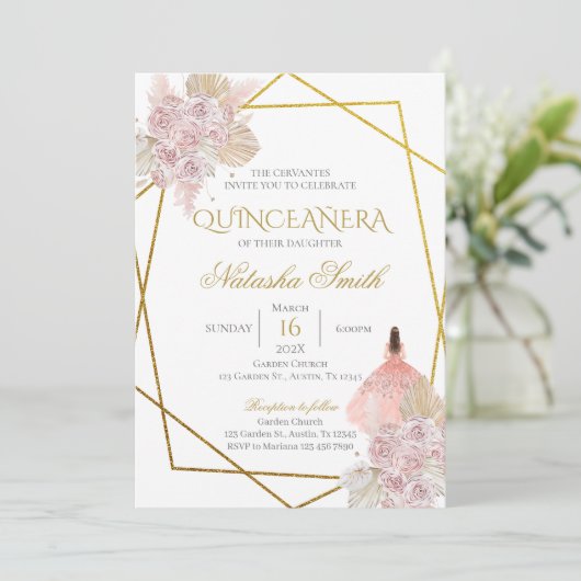 Invitation Boho Quinceanera (Debout devant)