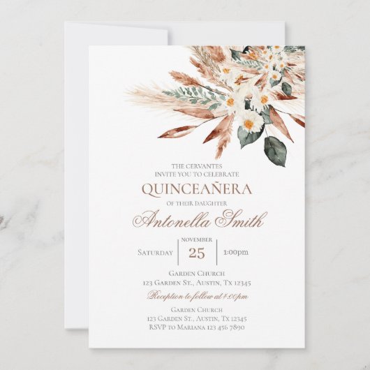 Invitation Boho Quinceanera (Devant)