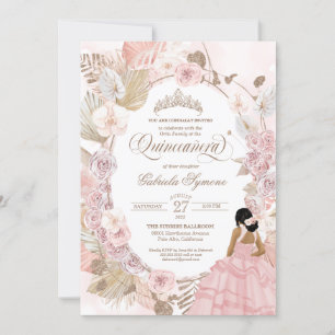 Invitation Boho Quinceanera Blush Rose séché Floral