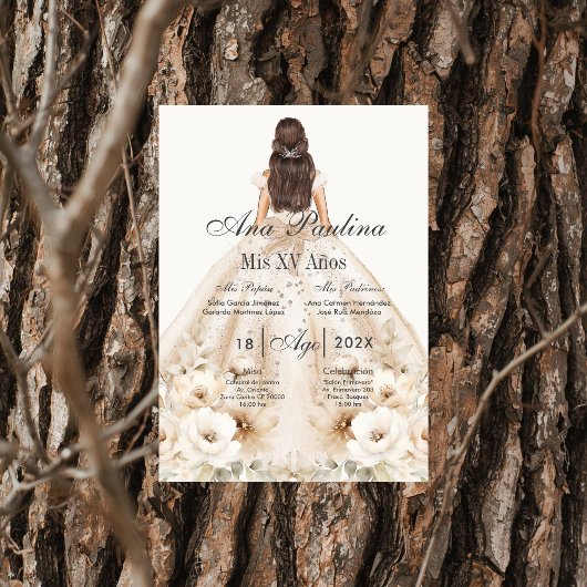 Invitation Boho Quinceanera Espagnol 