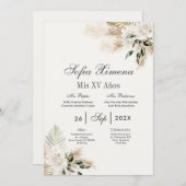 Invitation Boho Quinceanera espagnol (Devant / Derrière)