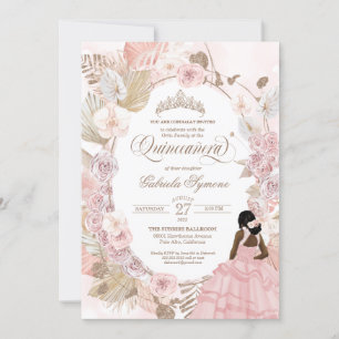 Invitation Boho Quinceanera Roses Roses Roses Rose Séché Orch