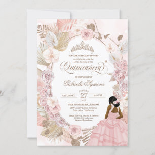 Invitation Boho Quinceanera roses roses séchées Orchidée flor
