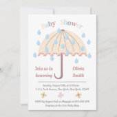 Invitation Boho Rain parapluie Baby shower neutre (Devant)