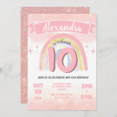 Invitation Boho Rainbow 10th Any Age Birthday Girl Parties sc (Devant / Derrière)