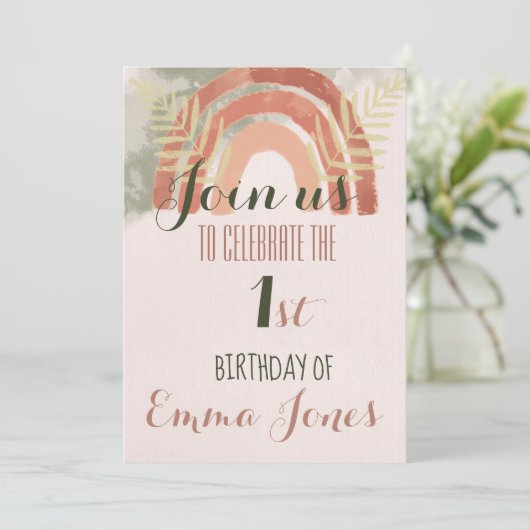 Invitation Boho Rainbow 1er anniversaire (Debout devant)