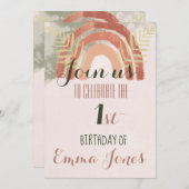 Invitation Boho Rainbow 1er anniversaire (Devant / Derrière)
