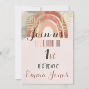 Invitation Boho Rainbow 1er anniversaire