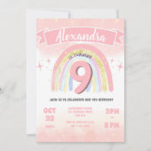 Invitation Boho Rainbow 9th Any Age Birthday Girl Parties sci (Devant)
