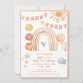 Invitation Boho Rainbow Anniversaire de enfant moderne (Devant)