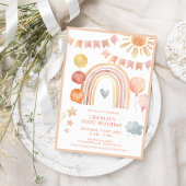 Invitation Boho Rainbow Anniversaire de enfant moderne
