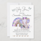 Invitation Boho Rainbow Baby Elephant Baby shower (Devant)