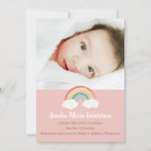 Invitation Boho Rainbow Baby shower rose (Devant)