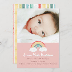 Invitation Boho Rainbow Baby shower rose