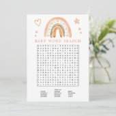 Invitation Boho Rainbow Baby shower Word Search Jeu (Debout devant)