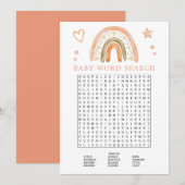 Invitation Boho Rainbow Baby shower Word Search Jeu (Devant / Derrière)