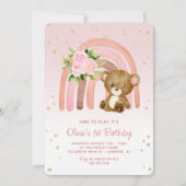 Invitation Boho Rainbow Bear Girl's 1er anniversaire (Devant)