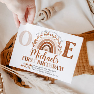 Invitation Boho Rainbow Birthday Invitation, Tons Terracotta