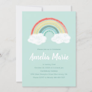 Invitation Boho Rainbow Birthday Party Kinder