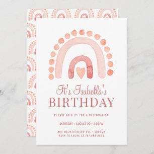 Invitation Boho Rainbow Bisque pour enfants fête d'anniversai