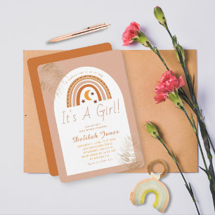 Invitation Boho Rainbow C'est un Baby shower féminin