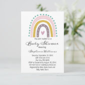 Invitation Boho Rainbow Cœurs Roses Violets Turquoise Bébé Fi (Debout devant)