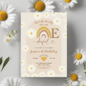 Invitation Boho Rainbow Daisy Onederday Premier anniversaire