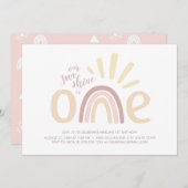 Invitation Boho Rainbow et Sunshine 1er anniversaire (Devant / Derrière)