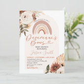 Invitation Boho Rainbow Floral Devereaux's Bows Baby shower (Debout devant)