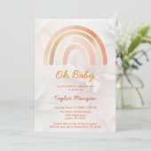 Invitation Boho Rainbow Floral Genre Baby shower neutre (Debout devant)