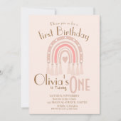 Invitation Boho Rainbow Girl fête d'anniversaire (Devant)
