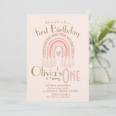 Invitation Boho Rainbow Girl fête d'anniversaire (Debout devant)
