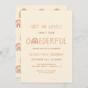 Invitation Boho Rainbow Girl Lovely First Onederday