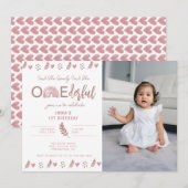 Invitation Boho Rainbow Girl Lovely Onederful Anniversaire (Devant / Derrière)