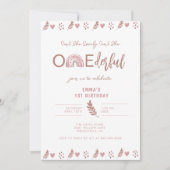 Invitation Boho Rainbow Girl Lovely Onederful Anniversaire (Devant)