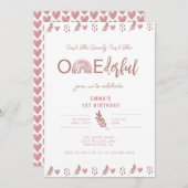 Invitation Boho Rainbow Girl Lovely Onederful Anniversaire (Devant / Derrière)