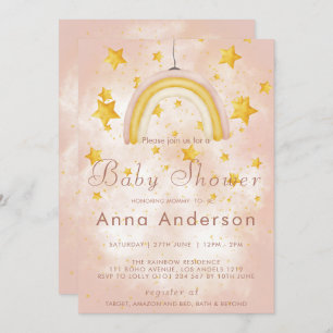 Invitation Boho Rainbow Gold Stars Magic Dust Baby shower