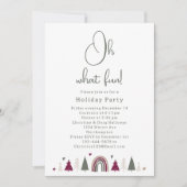 Invitation Boho Rainbow & Hearts Oh What Fun Holiday Party (Devant)