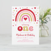 Invitation Boho Rainbow Hearts Saint Valentin Anniversaire (Debout devant)
