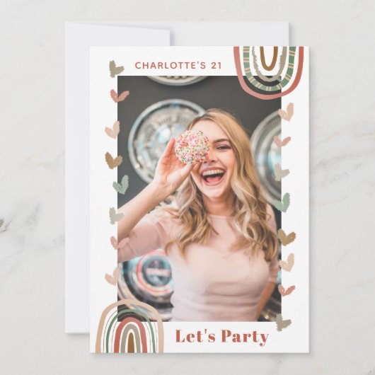 Invitation Boho Rainbow Modern 21e fête d'anniversaire (Devant)
