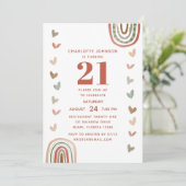 Invitation Boho Rainbow Modern 21e fête d'anniversaire (Debout devant)