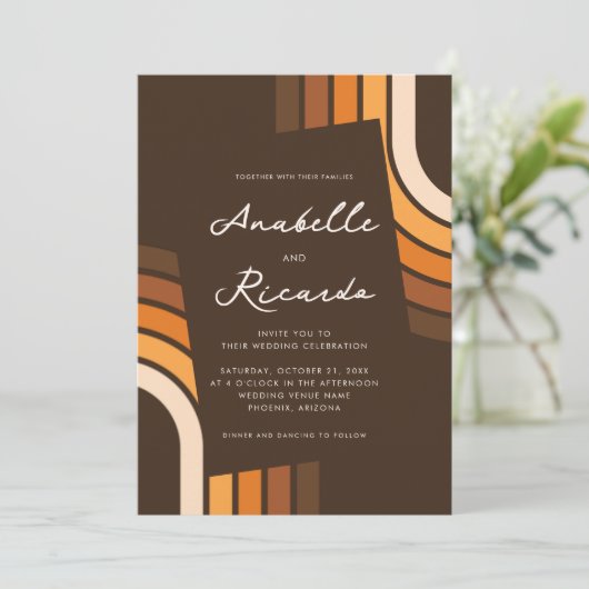 Invitation Boho Rainbow Modern Script QR Code Photo Mariage (Debout devant)